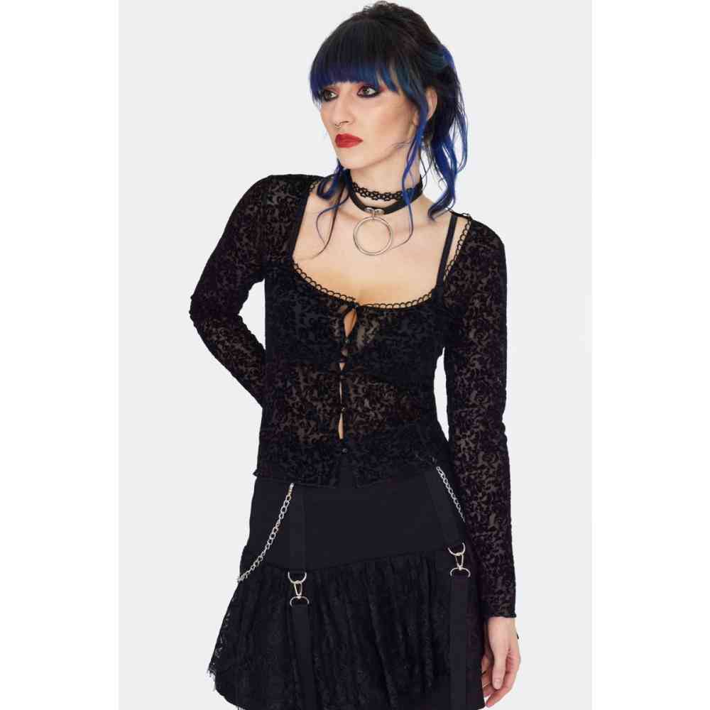 Jawbreaker - Gothic Flocking Long Sleeves Longsleeve top - Zwart